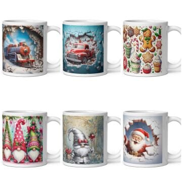 Yılbaşı Kardan Adam Geyik Temalı Kupa Bardak