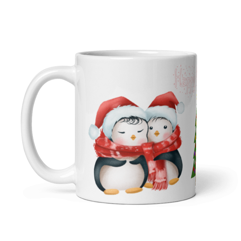 İkiz Penguenler Temalı Yılbaşı Özel Seramik Kupa Bardak