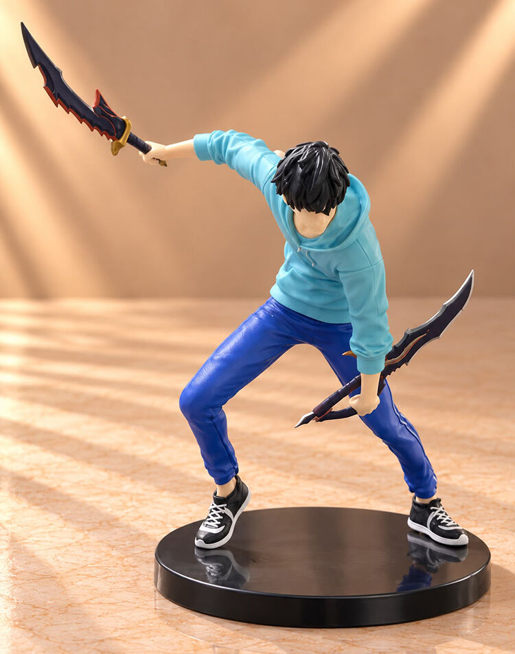 Solo Leveling Sung Jinwoo Mavi Kapüşonlu Hançerli Anime Figürü Alk6641