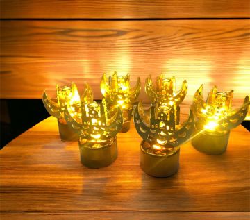 Portatif Mini Metal Led Hilal & Cami Gold Lamba (12 Adet)