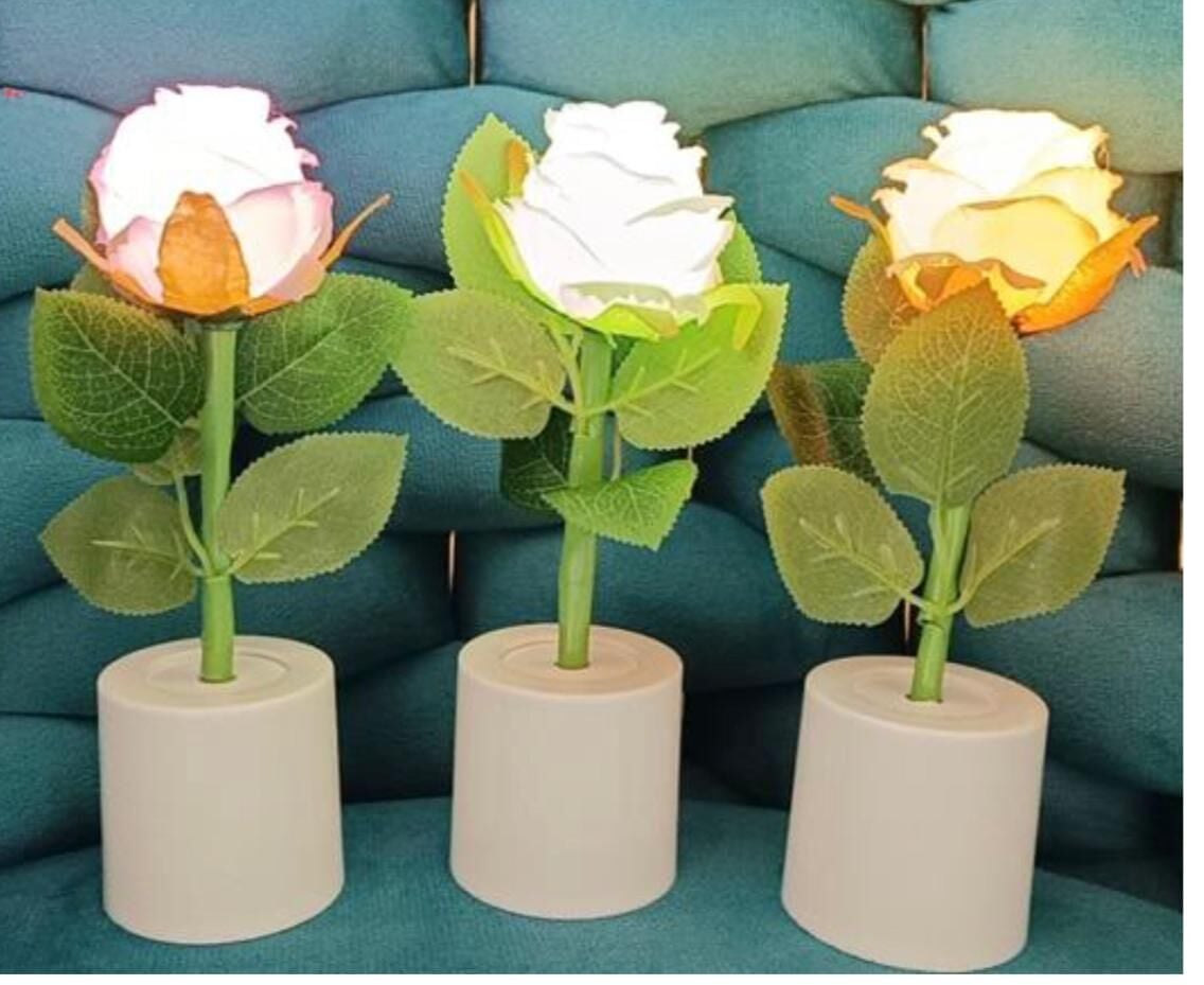 Dekoratif Tek Gül Çiçek Masa Lambası