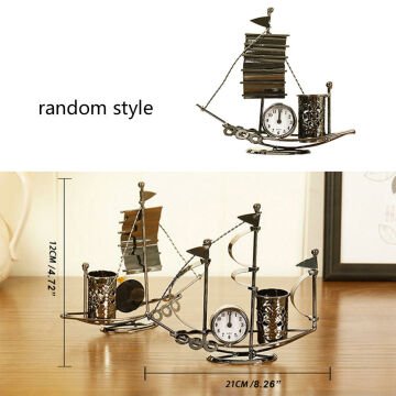 Dekoratif Yelken Tasarım Metal Saatli Kalemlik