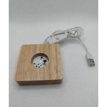 Dekoratif Ahşap Kare Altlıklı Kalpli El Temalı Işıklı Cam Küre (6 cm)