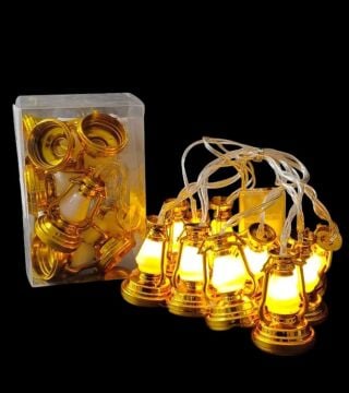 10'lu Gaz Lambası Şerit Led Işık Dekoratif Ramazan Süsü (2 mt)