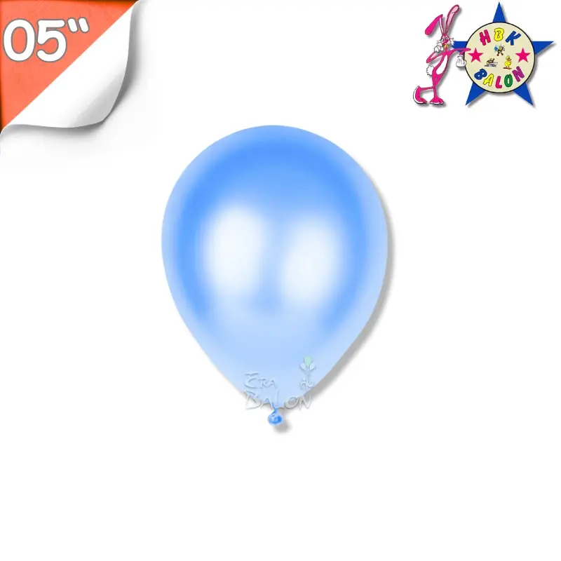 Metalik Açık Mavi HBK 5 Balon (100 Adet)