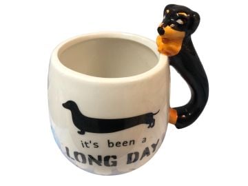 Kulplu Köpek Tasarımlı Seramik Kupa Bardak