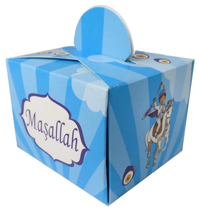 Maşallah Yazılı Sünnet Karton Kutu Lokumluk (50 Adet)