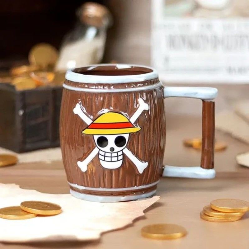 Fıçı Tasarımlı Kuru Kafalı Seramik Kupa Bardak