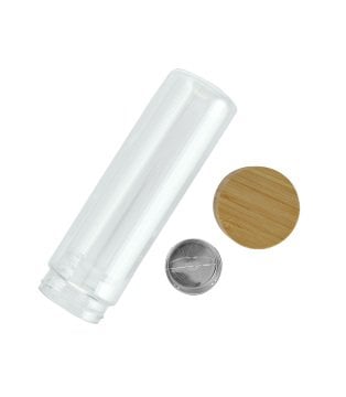 Süzgeçli Bambu Kapaklı Çift Katmanlı Cam Termos (350 ml)