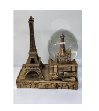 Ahşap Altlıklı Retro Paris Eyfel Temalı Cam Küre Ve Eyfel Biblosu