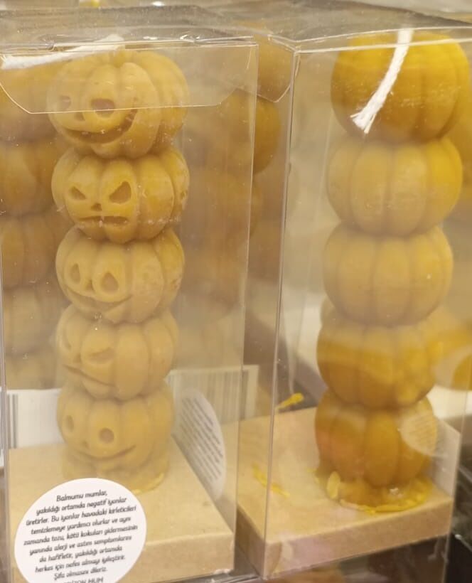 Bal Kabağı Yüzü Bal Mumu Doğal Mum Yılbaşı Mumu