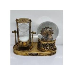 Ahşap Altlıklı Dönme Dolap Temalı Cam Küre Ve Kum Saati