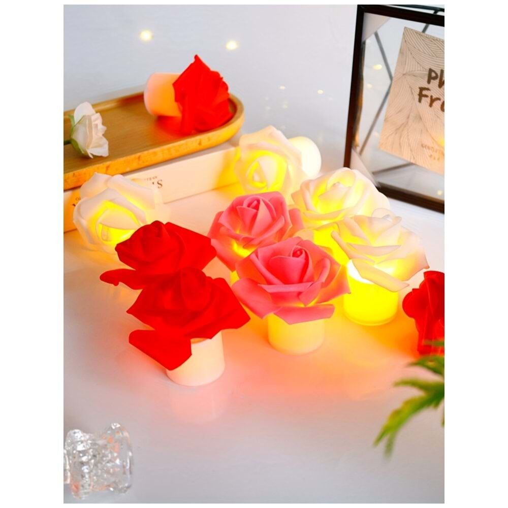 Dekoratif Gül Masaüstü Led Işıklı Gece Lambası