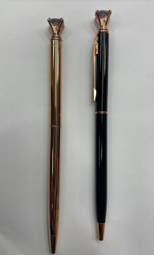 Elmas Başlıklı Tasarım Metal Tükenmez Kalem