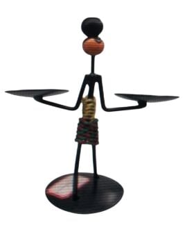 Afrikalı Kadın Figürlü Tealight Metal Mumluk