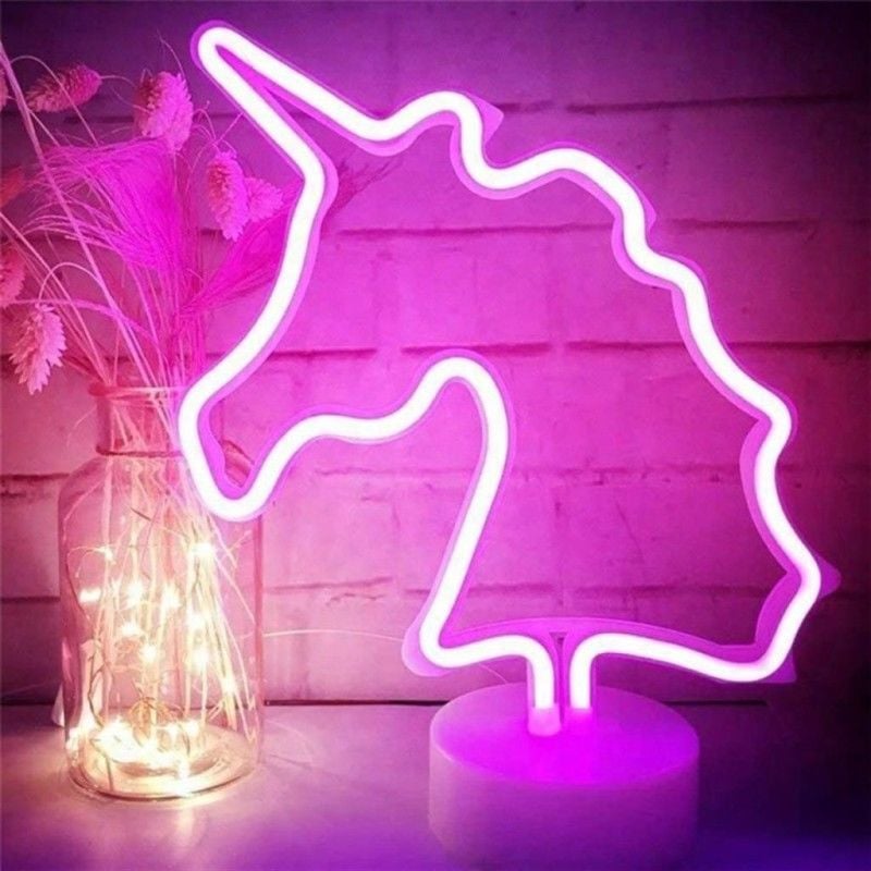Neon Işıklı At Şeklinde Dekoratif Masaüstü Gece Lambası