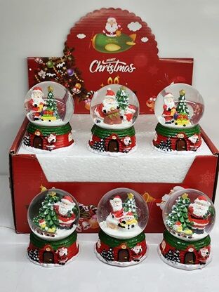 Işıklı Ev Tasarım Noel Baba Cam Kar Küresi Müzik Kutusu