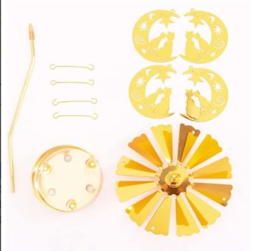 Isı ile Dönen Sevimli Kediler Tasarımlı Metal Mumluk