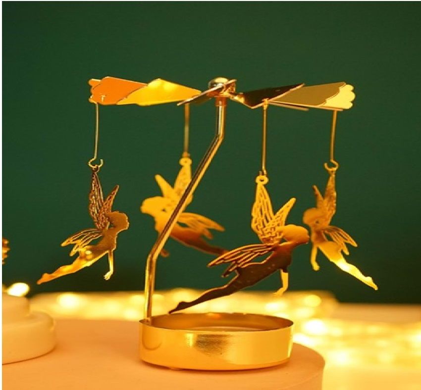 Isı ile Dönen Sevimli Peri Tasarımlı Metal Mumluk