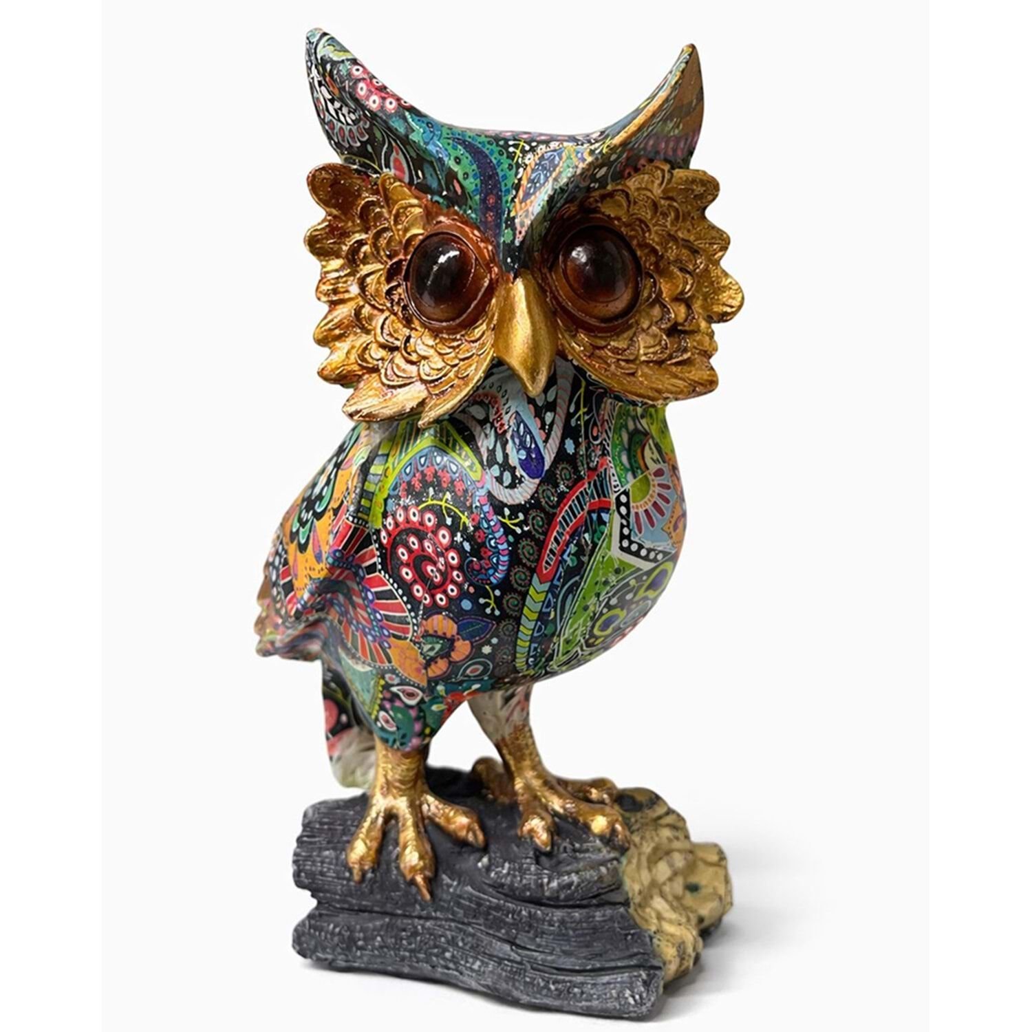 Dolar Baskılı Detaylı Dekoratif Baykuş Figürü (22 cm x 13 cm)