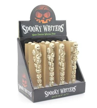 Dekoratif Polyester Kurukafa Tükenmez Kalem (16cm)