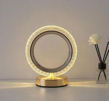 Usb Şarjlı Yuvarlak Dekorlu Dokunmatik Masa Lambası