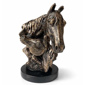 Bronz Görünümlü At ve Tay Temalı Dekoratif Biblo (12 cm)