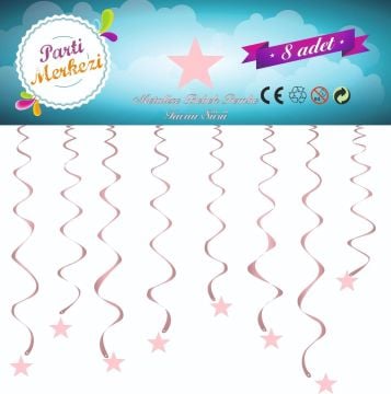 Metalize Pembe Yıldız Tavan Süsü