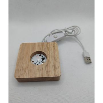 Dekoratif Ahşap Kare Altlıklı Dünya Temalı Işıklı Cam Küre (6 cm)