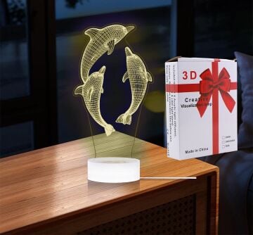 3D Yunus Balığı Tasarımlı  Gece Lambası