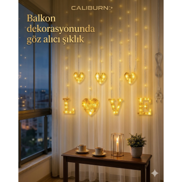 8 Modlu Kalp ve Love Detaylı Perde Led Işık (3mt)