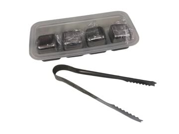 4'lü Çelik Metal Kaplama Buz Küpü Viski Taşı Seti