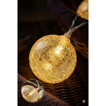 10’lu Dekoratif Pilli Top Led Işık (2mt)