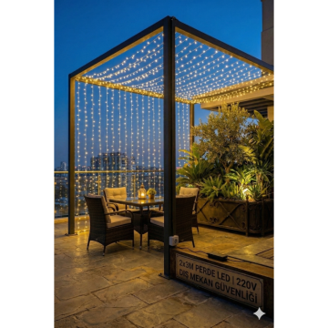 8 Fonksiyonlu İç Ve Dış Mekan Teras Perde Led Işıkları (3mt x 2mt)