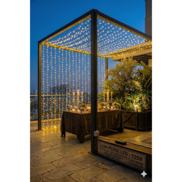 8 Fonksiyonlu İç Ve Dış Mekan Teras Perde Led Işıkları (3mt x 2mt)