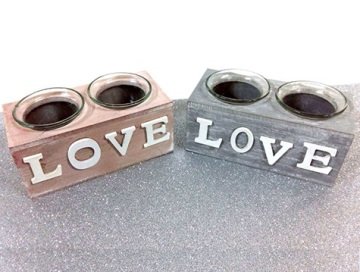 Dekoratif Ahşap love 2'li Mumluk