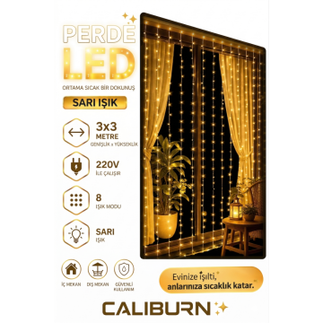 3x3m Premium Yılbaşı Perde LED Aydınlatma