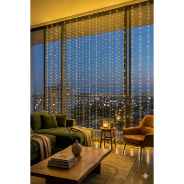 8 Fonksiyonlu İç Ve Dış Mekan Teras Perde Led Işıkları (3mt x 3mt)