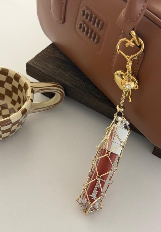 Gold Lipgloss Çanta Charmı Tasarımlı Anahtarlık Ve Çanta Süsü