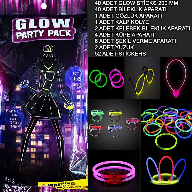 Glow Stick Parti Seti 152 Parçalık Lüks Kostüm Seti