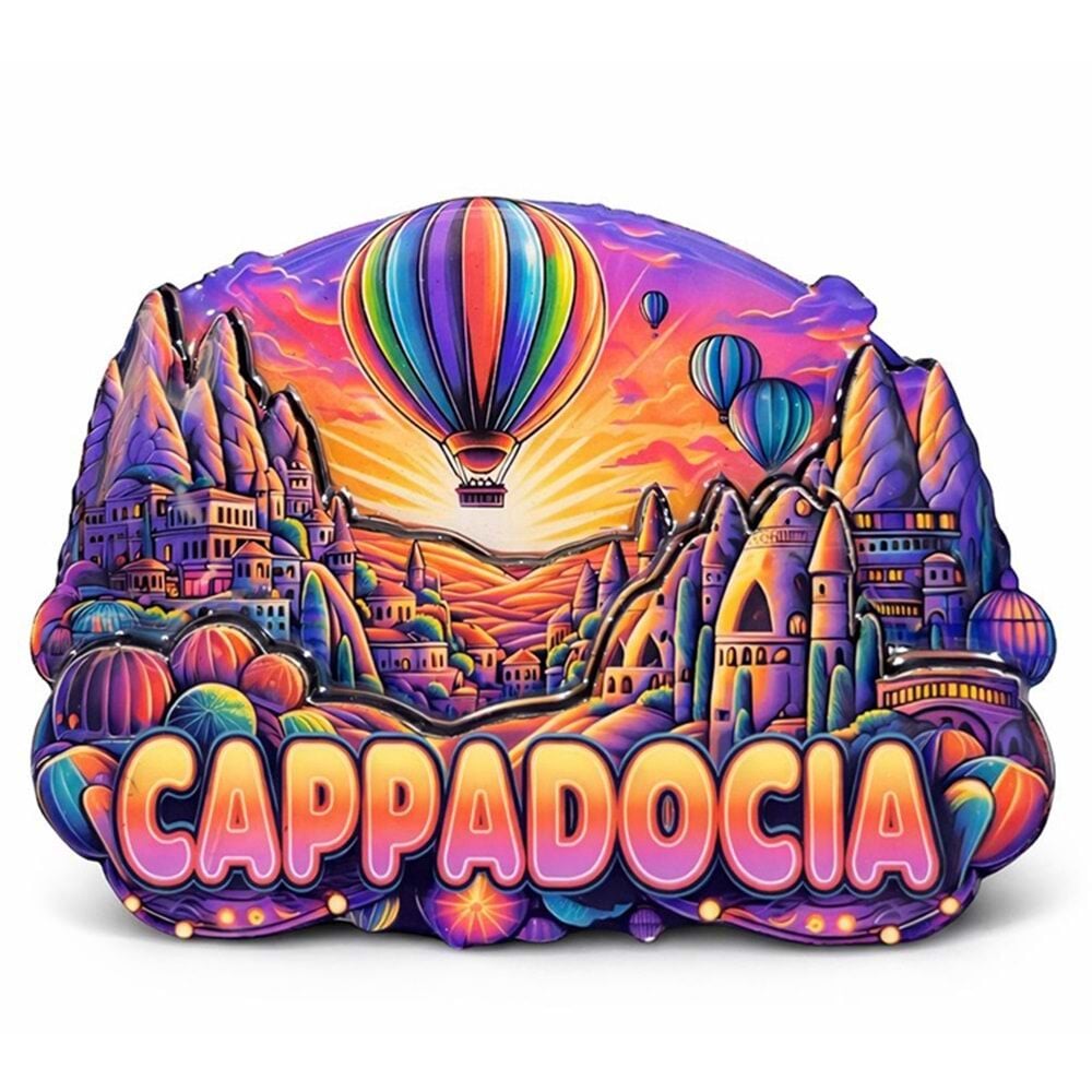 Kapadokya Temalı Ahşap Magnet (10 cm x 7.5 cm)