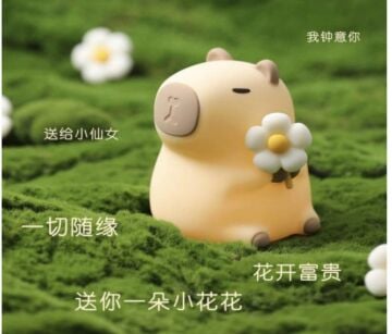 Çiçekli Capybara Silikon Şarjlı Gece Masa Lambası