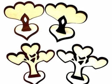 Ahşap İsim Yazılabilir Kalpli Soy Ağacı