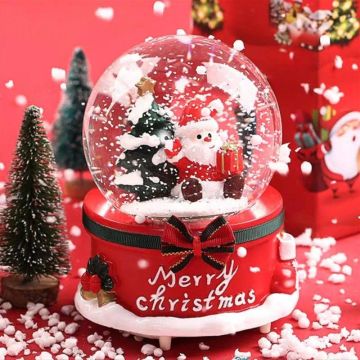 Işıklı Noel Baba Kardan Adam Müzikli Cam Kar Küresi