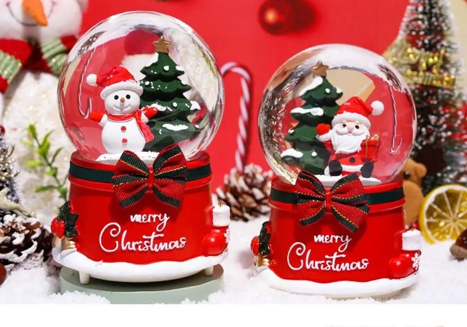 Işıklı Noel Baba Kardan Adam Müzikli Cam Kar Küresi