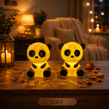 Silikon Sevimli Panda Gece Masa Lambası Pilli(2 Adet)