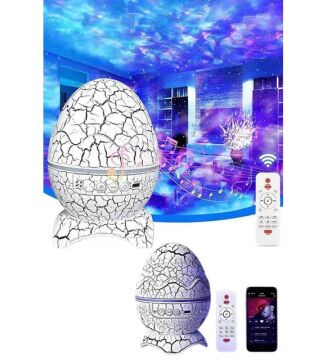 Dinazor Yumurtası Şarjlı Bluetooth Hoparlör Projeksiyon Gece Lambası