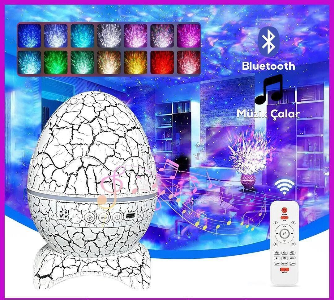 Dinozor Yumurtası Şarjlı Bluetooth Hoparlör Projeksiyon Gece Lambası