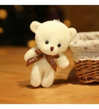 Krem Rengi Peluş Ayıcık Anahtarlık 12 cm (12 Adet)