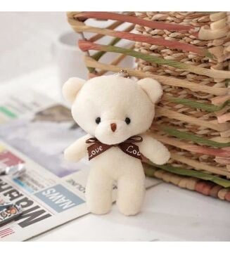 Krem Rengi Peluş Ayıcık Anahtarlık 12 cm (12 Adet)